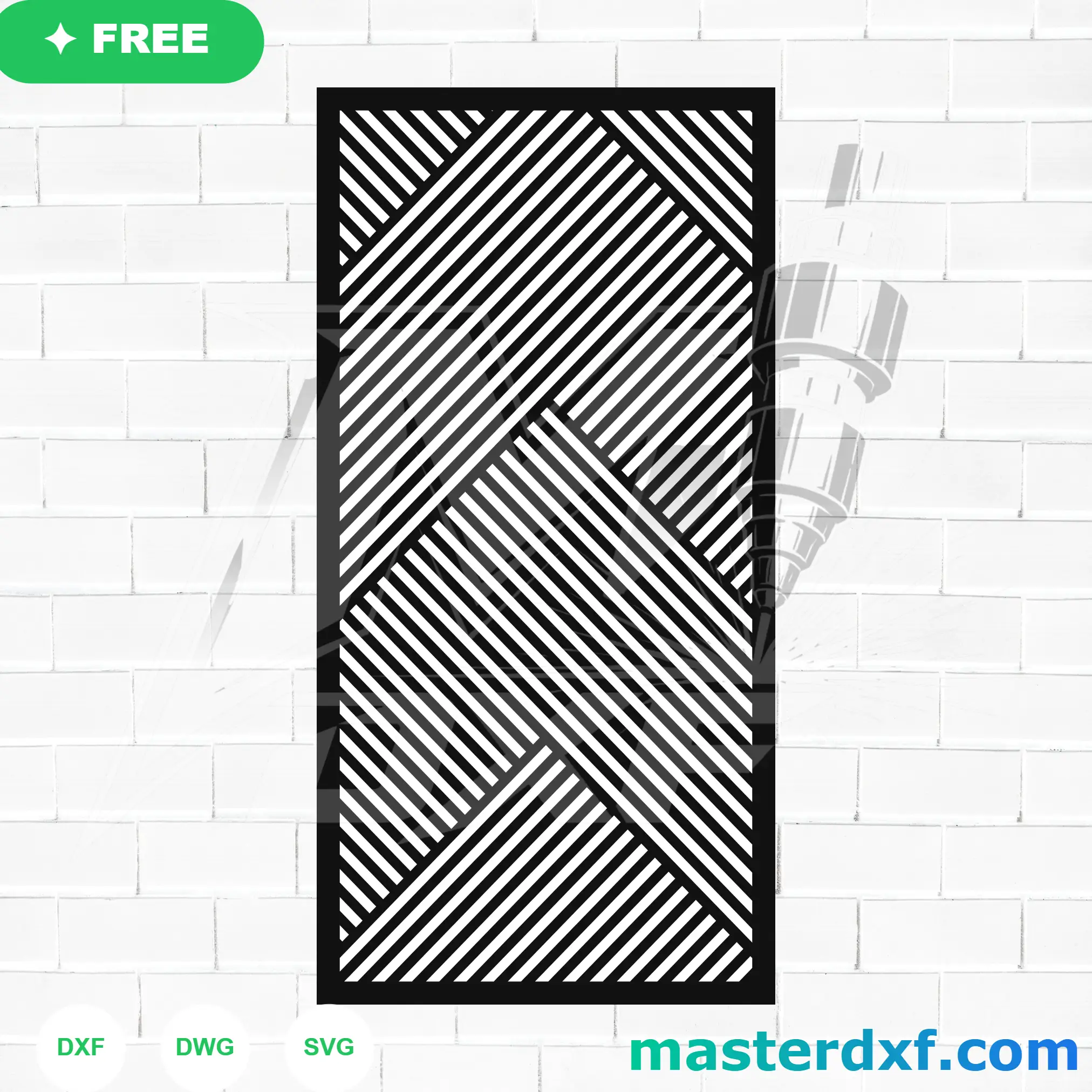 Modern Geometric Asymmetric Chevron Slats Gate Design DXF File